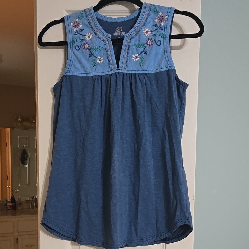 Sherpa Blue Embroidered Women's Top